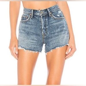 GRLFRND Blue Distressed Jean Shorts Buttonfly Women's Size 26 Casual Summer